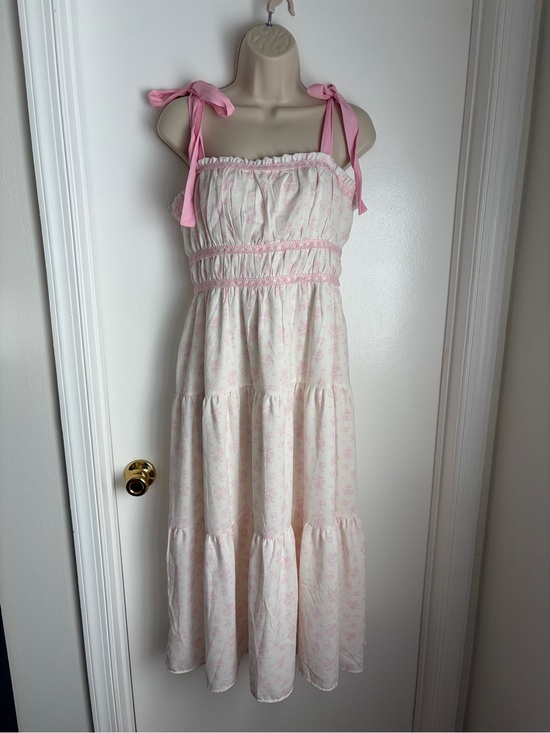 Altar'd State Dresses & Skirts - Pink Tie-Shoulder Smocked Sundress